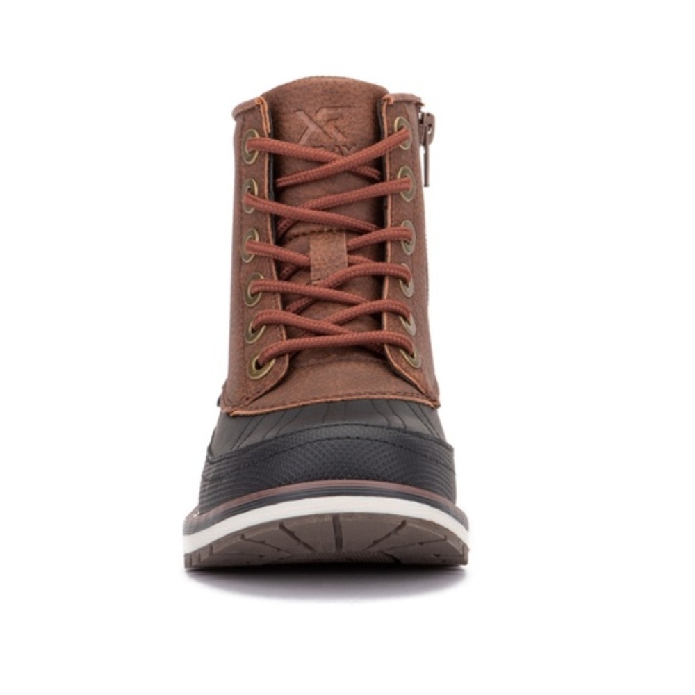 NEW** BOYS BLACK/ BROWN LACE UP DUCK BOOTS - Picture 3 of 4